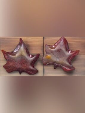 Fall Maple Leaf Pattern Glass Dish Set of 2